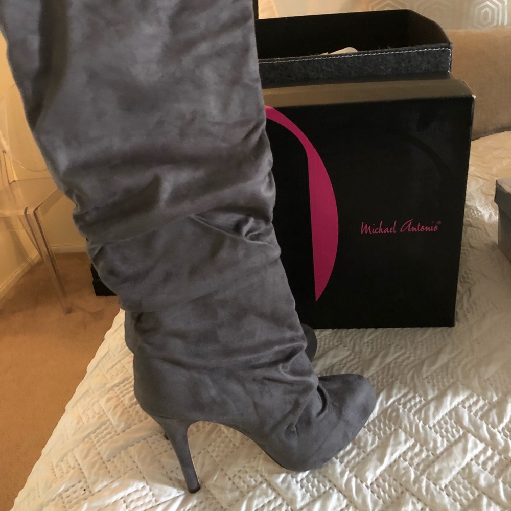 Dark Grey Suede Boots